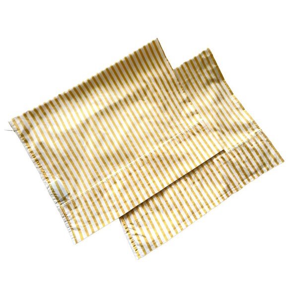 PAIR Ralph Lauren Standard Pillowcases Butter Yellow & White Stripe 100% Cotton - Picture 1 of 8